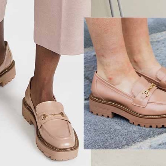 Pas De Rouge Marta Nude Woven Leather Loafers w Lug Sole - Picture 14 of 17